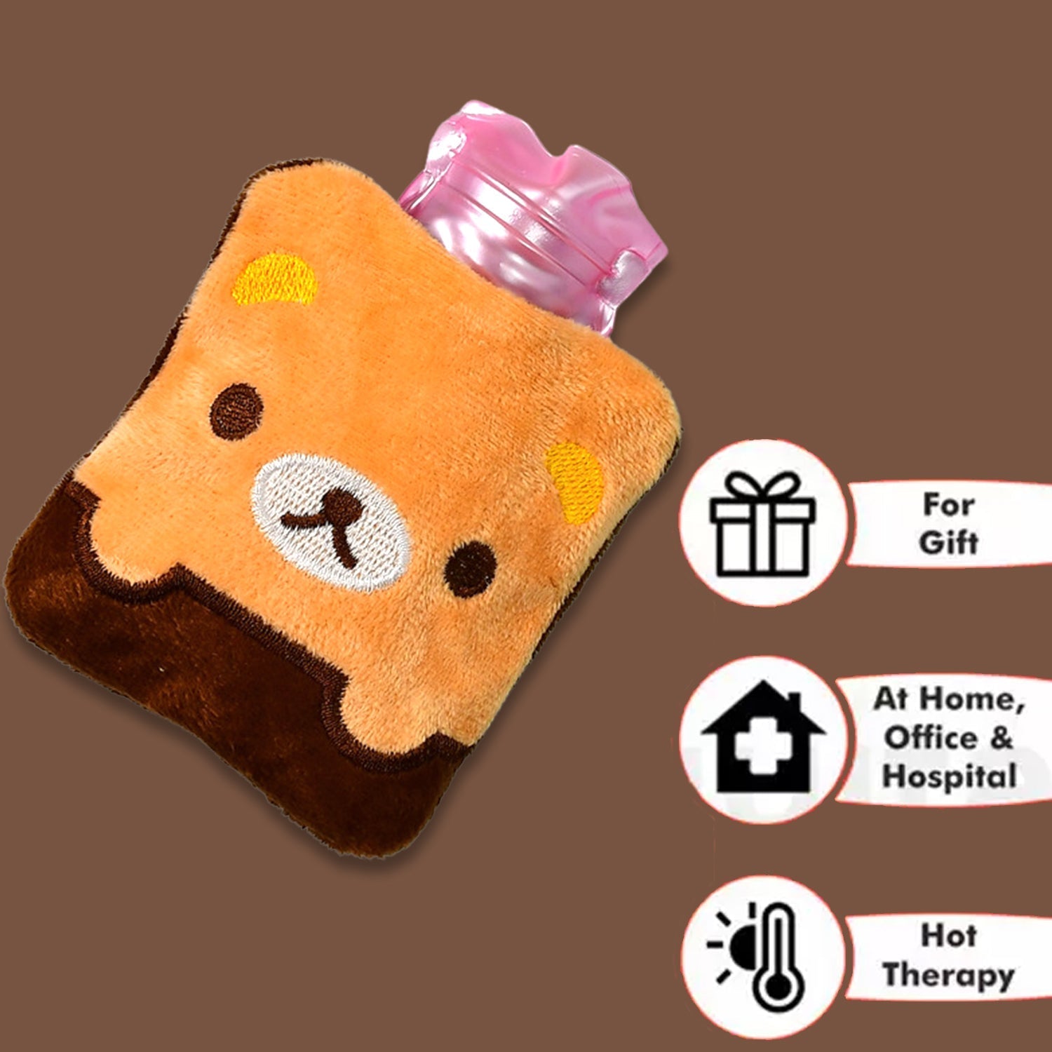 6527 Brown Panda Print small Hot Water Bag with Cover for Pain Relief, Neck, Shoulder Pain and Hand, Feet Warmer, Menstrual Cramps. 6527 Brown Panda Print small Hot Water Bag with Cover for Pain Relief, Neck, Shoulder Pain and Hand, Feet Warmer, Menstrual Cramps.